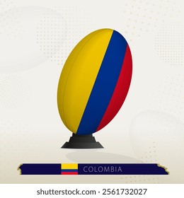 Colombia Rugby Ball on Rugby Kicking Tees with Modern Design. Illustration perfect for sports, national pride, and rugby-related projects.