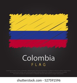 Colombia scribbled flag. hand drawn lines in Vector Format on Gray Background. Vector illustration eps 10.