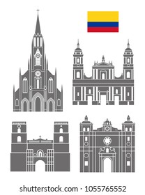 Colombia set. Isolated Colombia architecture on white background