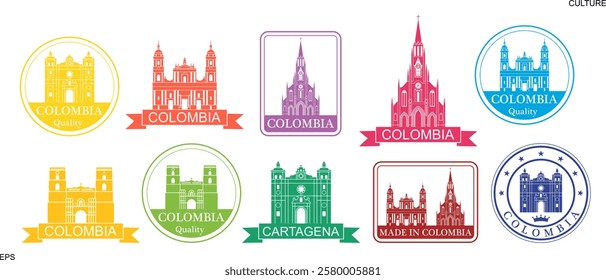 Colombia set. Isolated Colombia on white background