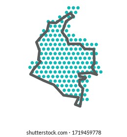 Mapa de esquema simple de Colombia con patrón de punto medio-tono verde