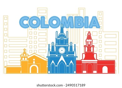 Colombia skyline Ilustración vectorial moderna del paisaje urbano