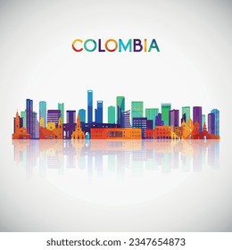 Colombia skyline silhouette in colorful geometric style. Symbol for your design. Vector illustration.