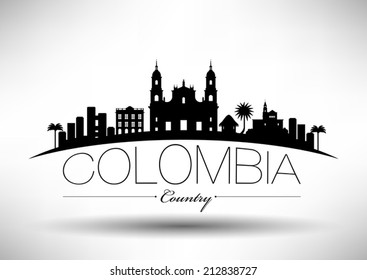 Colombia Skyline Typography Design