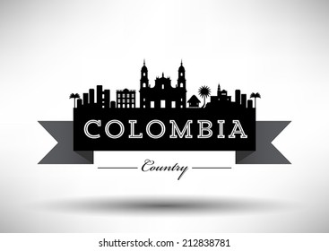 Colombia Skyline Typography Design