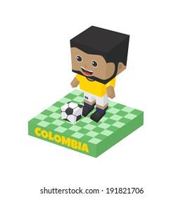 colombia soccer block isometric cartoon character
