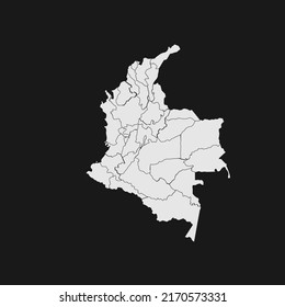 mapa blanco suave de colombia con fondo y detalles negros