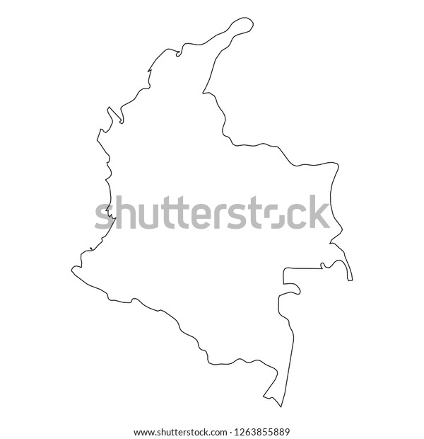 Colombia Solid Black Outline Border Map Of Country Area Simple Flat