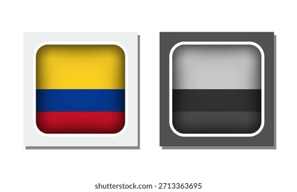 Ícone de Bandeira Arredondada Quadrada da Colômbia