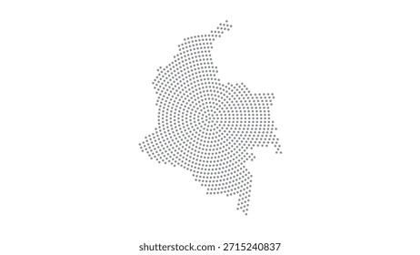 Colômbia Mapa de ponto de meio-tom estilizado com padrão circular concêntrico
