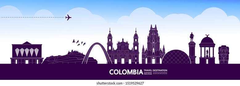 Colombia Travel Destination Grand Vector Illustration.