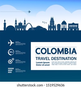 Colombia travel destination grand vector illustration.