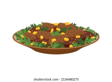 Colombia travel tourism composition with isolated image of dish with colombian food on blank background vector illustration