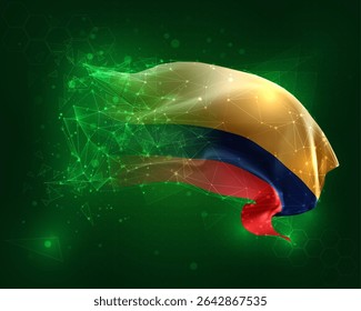 Colômbia, vetor 3d bandeira no fundo verde e números