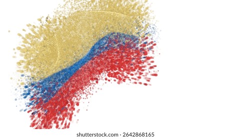 Colombia, vector 3d flag with a splash of paint dots, explosion of colored dots