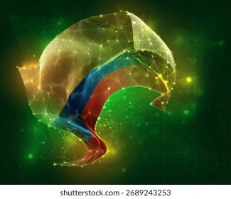 Colombia, Vector 3d bandera virtual polígonos triangulares sobre un fondo de color