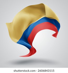 Colombia, vector 3d flag with waves on a white background
