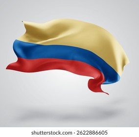 Colômbia, vetor 3d bandeira com ondas em um fundo branco