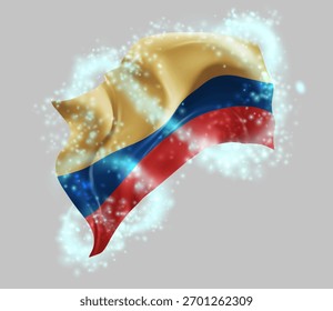 Colômbia, vetor bandeira 3d em turbilhão de radiância mágica