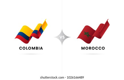 Colombia versus Morocco. Football. Vector illustration.