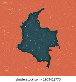 Colombia vintage map. Grunge map of the country with distressed texture. Colombia poster. Vector illustration.