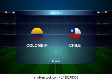 Colombia vs Chile football scoreboard broadcast graphic soccer template