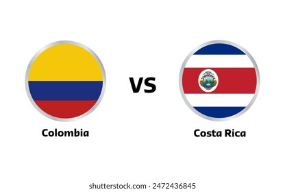 Colombia vs Costa Rica match , isolated on white background