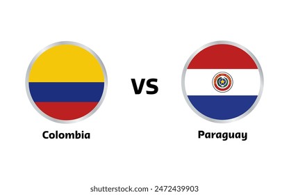 Colombia vs Paraguay match , isolated on white background