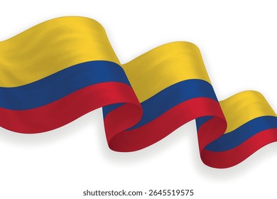 Bandeira de agitação da Colômbia com cores brilhantes no fundo limpo