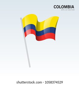 Colombia waving flag isolated on gray background