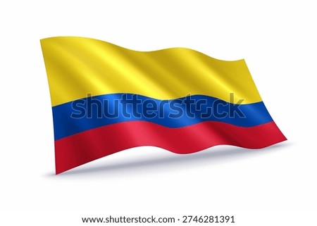 Colombia waving flag of isolated on white background.
