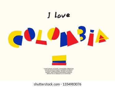 Colombia : World Flag with fun geometrical alphabets : Vector Illustration 