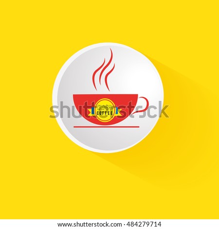 colombian coffe cup, illustration over white buttom and yellow color backdrop