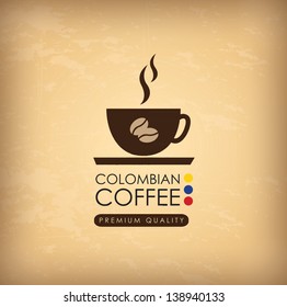 colombian coffee over vintage background vector illustration