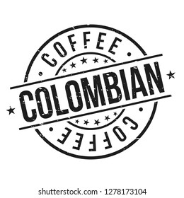 Colombian Coffee. Quality Original Stamp. Design Vector. Art Round Seal.