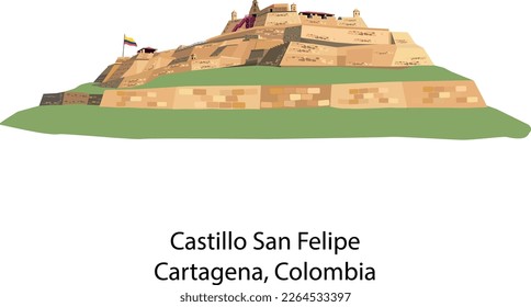 Colombian, colonial castle San Felipe, cartagena, important building svg