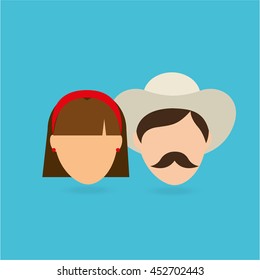 colombian farmer coffee bean icon, vector illustration