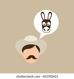 colombian farmer and donkey icon, vector illustration