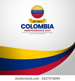 Colombian flag for colombia independence day square banner background with realistic flag