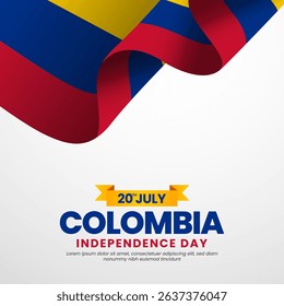 Colombian flag for colombia independence day square banner background with realistic flag