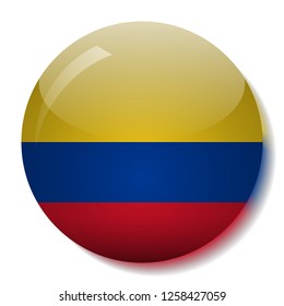 Colombian flag glass button vector illustration