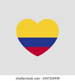 Colombian flag in heart shape vector love Colombia