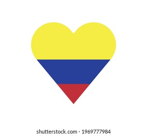 Colombian flag heart-shape hand drawn logo template. Vector illustration.