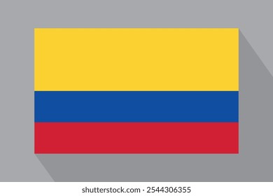 Bandera colombiana con sombra, Ilustración vectorial. La bandera nacional de Colombia.
