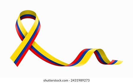 Colombian flag stripe ribbon wavy background layout. Vector illustration.