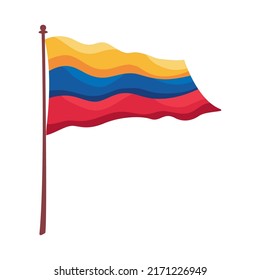 Colombian Flag Waving In Pole