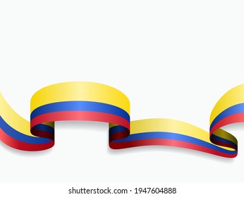 Bandera colombiana ondeando fondo abstracto. Ilustración vectorial.
