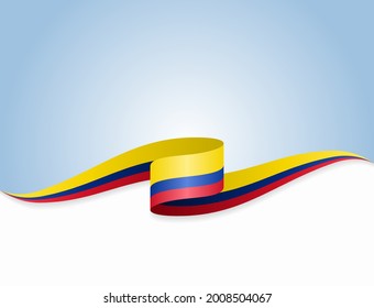 Colombian flag wavy abstract background. Vector illustration.