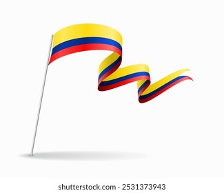 Diseño de fondo ondulado de bandera colombiana. Ilustración vectorial.
