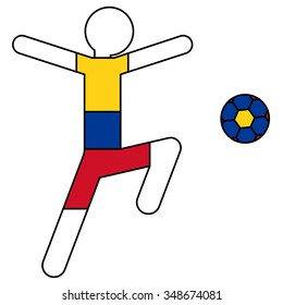 Colombian Football Player Icon. Vector digital illustration.